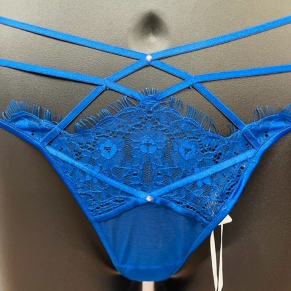 Honey Birdette Elsie Cobalt Blue Thong, Size Extra Large- NEW WITH TAGS - Picture 3 of 5